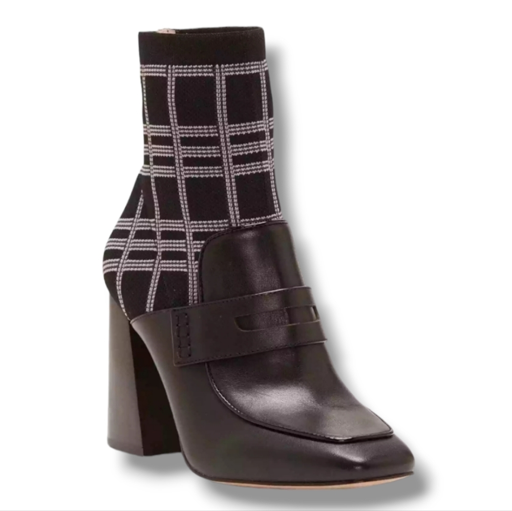 LOUISE ET CIE Black Pull-on Bootie with Chunky Architectural Heels
